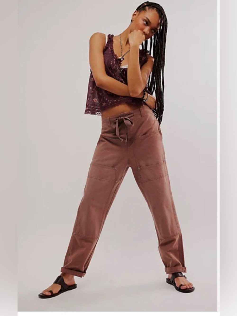 Free people Hayden Carpenter Pants rose/brown NWOT XS